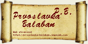 Prvoslavka Balaban vizit kartica